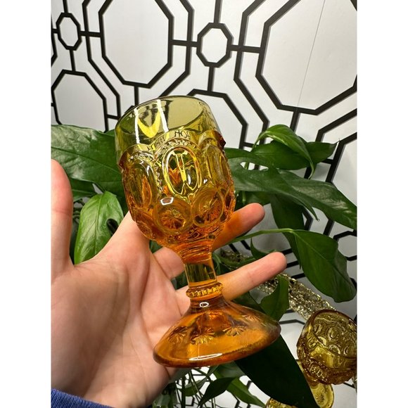 Le Smith Mini Amber Wine Glass Goblet - Moon & Star - Set Of 2 - Picture 9 of 9